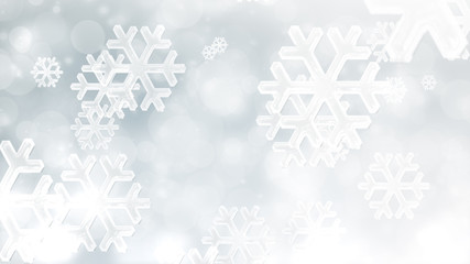 Fototapeta na wymiar Christmas white gray snowflake with snow fall on winter background.