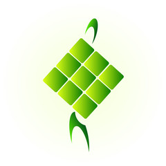 Vector illustration of diamond inside which is made of rice wrapped in young coconut leaves. Ketupat food is a cultural tradition in Indonesia every Eid, to celebrate the victory of Muslims.