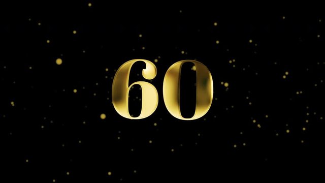 2D-Animation, Goldene Zahl 60, Geburtstag, Jubil&auml;um, Jahrestag