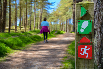 Walking signs at Newborough forest