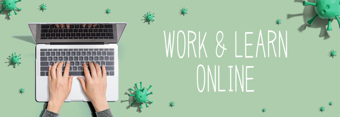Work and learn online with person using a laptop computer