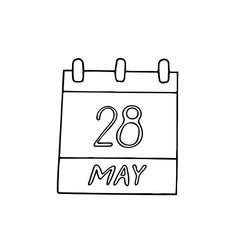 calendar hand drawn in doodle style. May 28. Day, date. icon, sticker, element