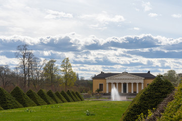 Public park in Uppsala, Sweden. Spring in Scandinavia. Landscape photo.