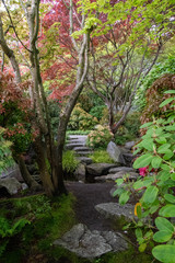 Obraz premium A picture of the pathway in the Japanese garden. Vancouver BC Canada 