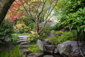 A picture of the pathway in the Japanese garden.   Vancouver  BC  Canada　
