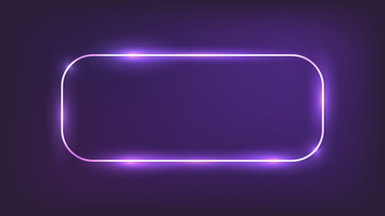 Neon rectangular frame with shining effects 