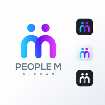 colorful M logo design ready to use