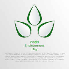 World Environment day concept. Paper Art eco friendly design. Vector isolated illustration on grey background. 