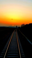 Plakat railway in sunset