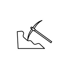 pickaxe line illustration icon on white background