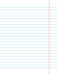 White sheet of notebook . Notebook sheet in a line with a red line border..School concept.