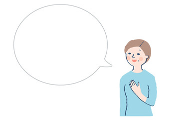 笑顔の女性とふきだし