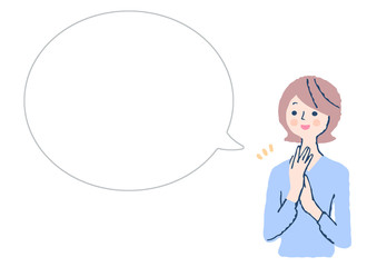 笑顔の女性とふきだし