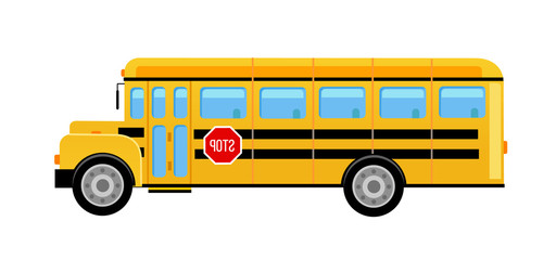 School yellow bus on a white background. Isolated. Vector flat illustration