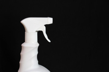 white sanitizer for disinfection of premises on a black background