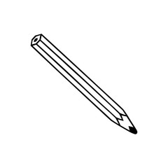 Single element of pencil in doodle work at home set. Hand drawn illustration for home office, online education, schooling, cards, posters, stickers and professional design.