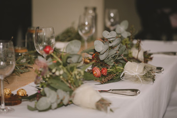 Australian native wedding flowers displayed on table setting