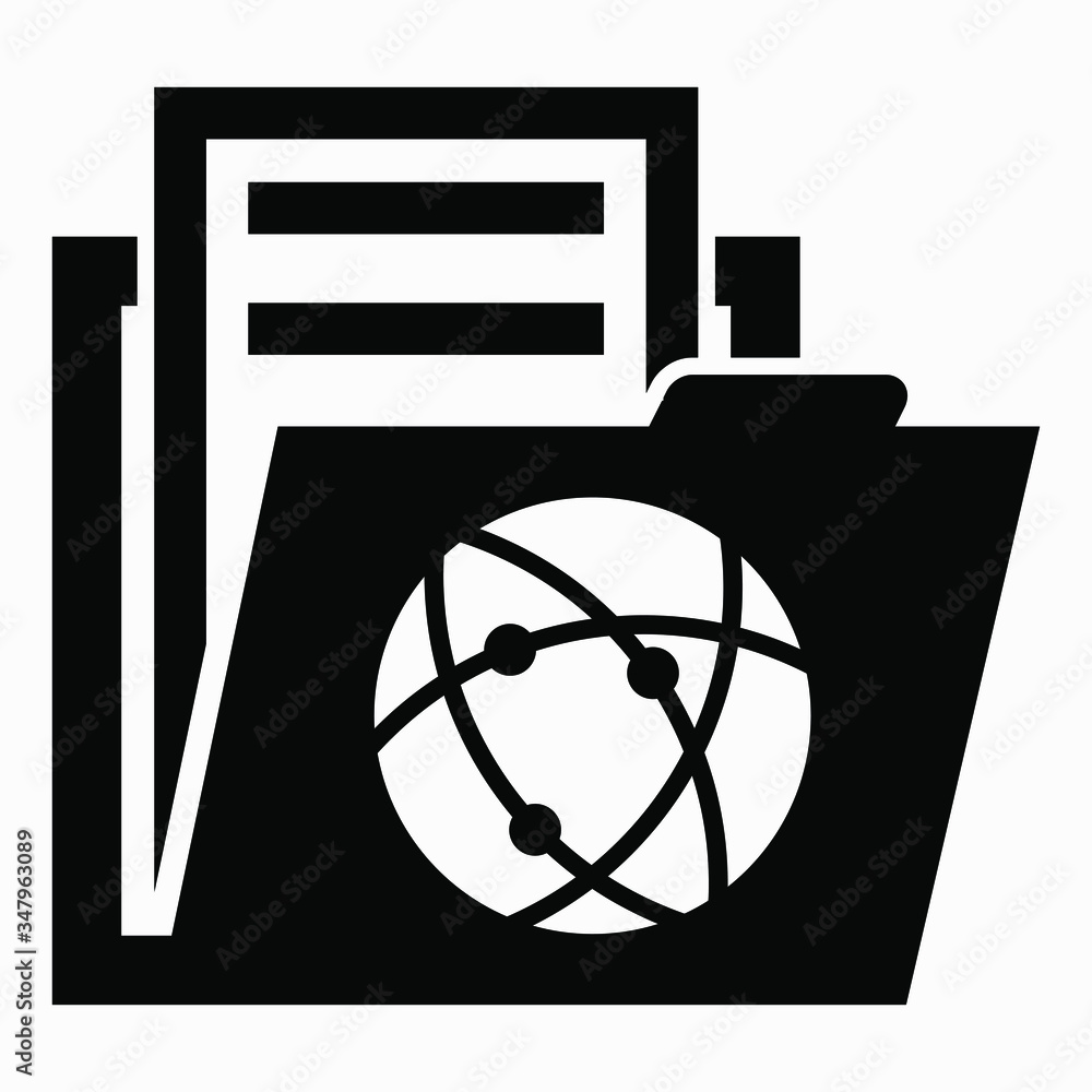 Poster internet folder icon. cloud documents. the global network. illustration of remote access. vector ico