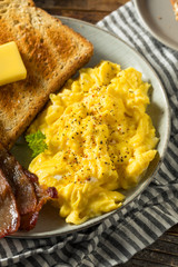 Homemade American Scrambled Egg Breakfast with Bacon