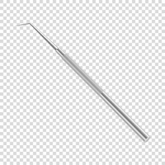 Vector 3d Realistic Dental Probe for Teeth Icon Closeup Isolated on Transparent Background. Medical Dentist Tool. Design Template, Clipart