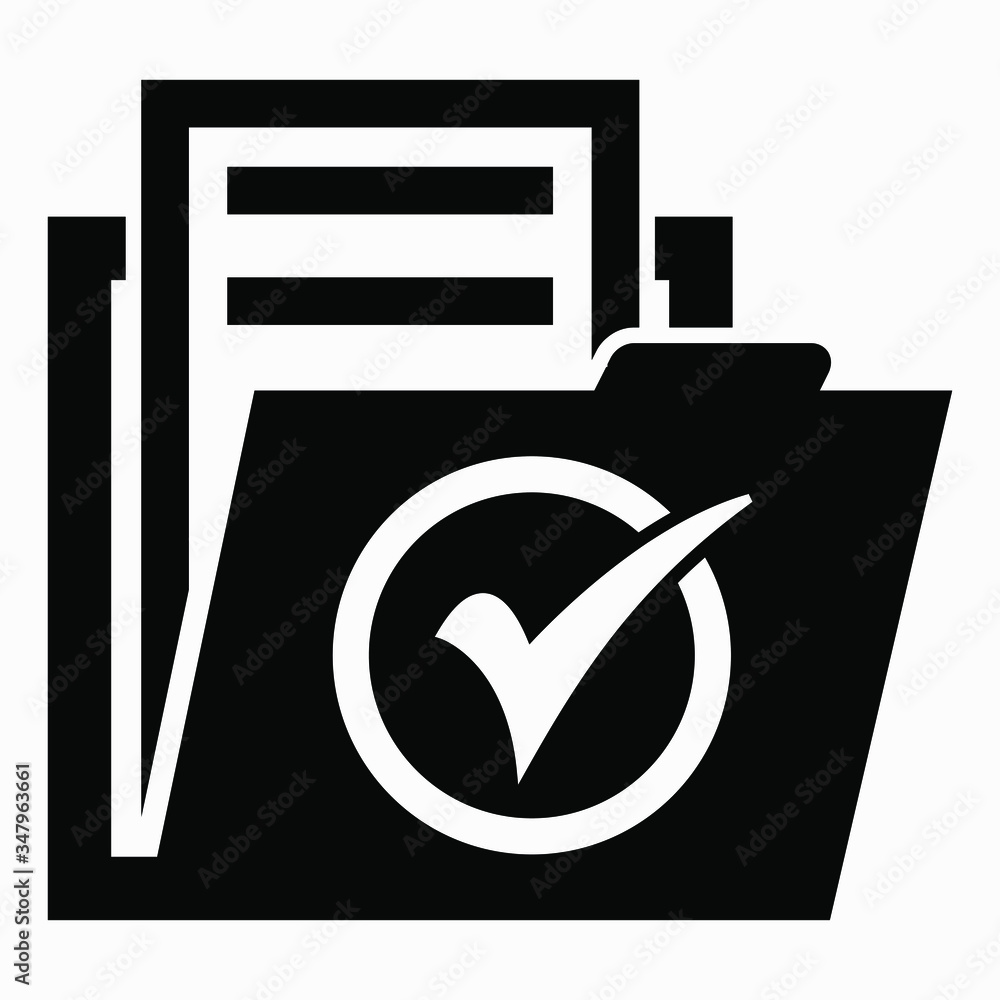 Poster folder icon and ok. folder selection. the confirmation. vector icon.