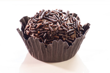 Brigadeiro.Traditional Brazilian sweet isolated on white background.