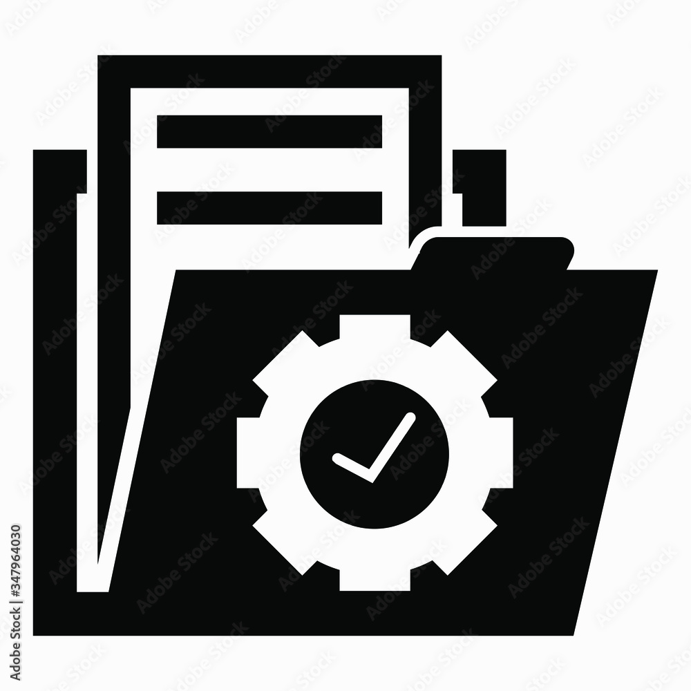 Poster folder and settings icon. system installation. type of folder. configuration. vector icon.