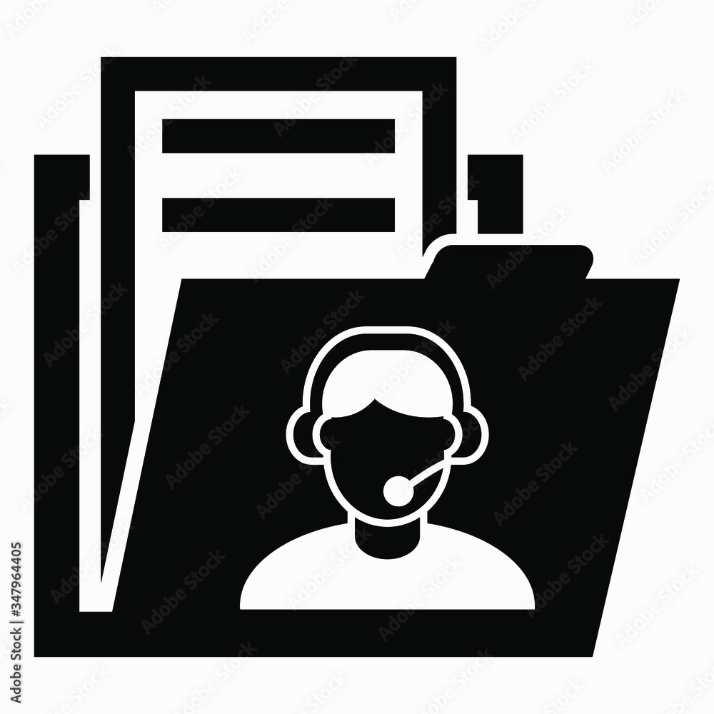 Poster folder and manager icon. directory of subscribers. human resources department. list of buyers. vecto