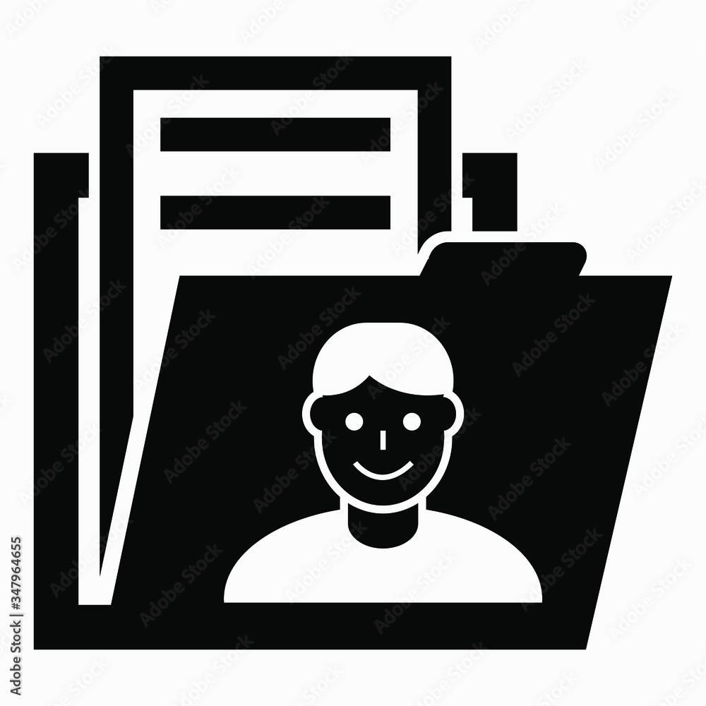 Poster folder icon and user. directory of subscribers. human resources department. list of buyers. vector i