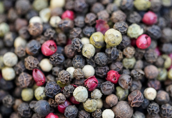 Black, white and red pepper background
