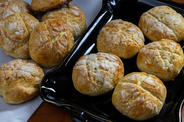 swiss buns freshly prepared in the oven
