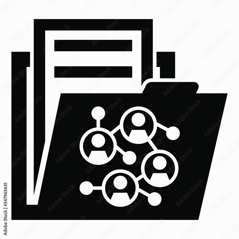 Poster folder and social network icon. friends archive. technical documentation. list of guests online. vec
