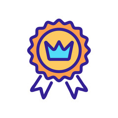 medal with image of crown icon vector outline illustration