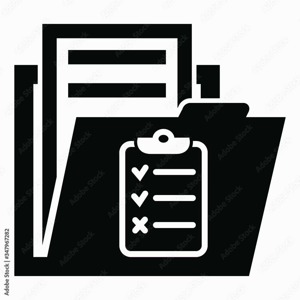 Poster folder and list icon. illustration of a list of events. catalog. registry of affairs. inventory of p