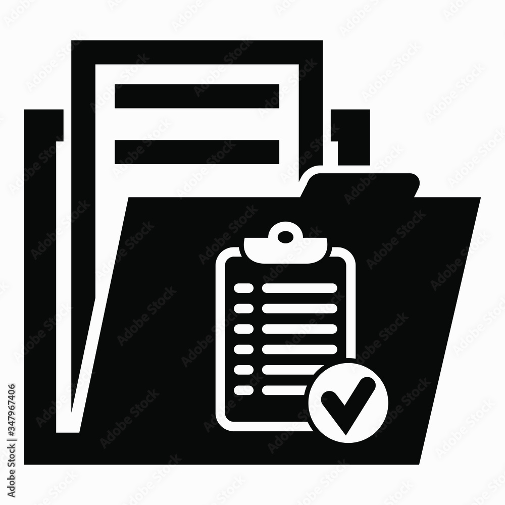 Poster folder and list icon. illustration of a list of events. catalog. registry of affairs. inventory of p