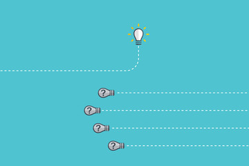 Fototapeta premium Think differently - Being different, taking risky, move for success in life -The graphic of light bulb also represents the concept of courage, enterprise, confidence, belief, fearless, daring. Vector.