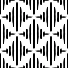 Behang Zwart gestreepte ruiten geïsoleerd op een witte achtergrond. Naadloze patroon. Hand getekende vector grafische illustratie. Textuur. © far700