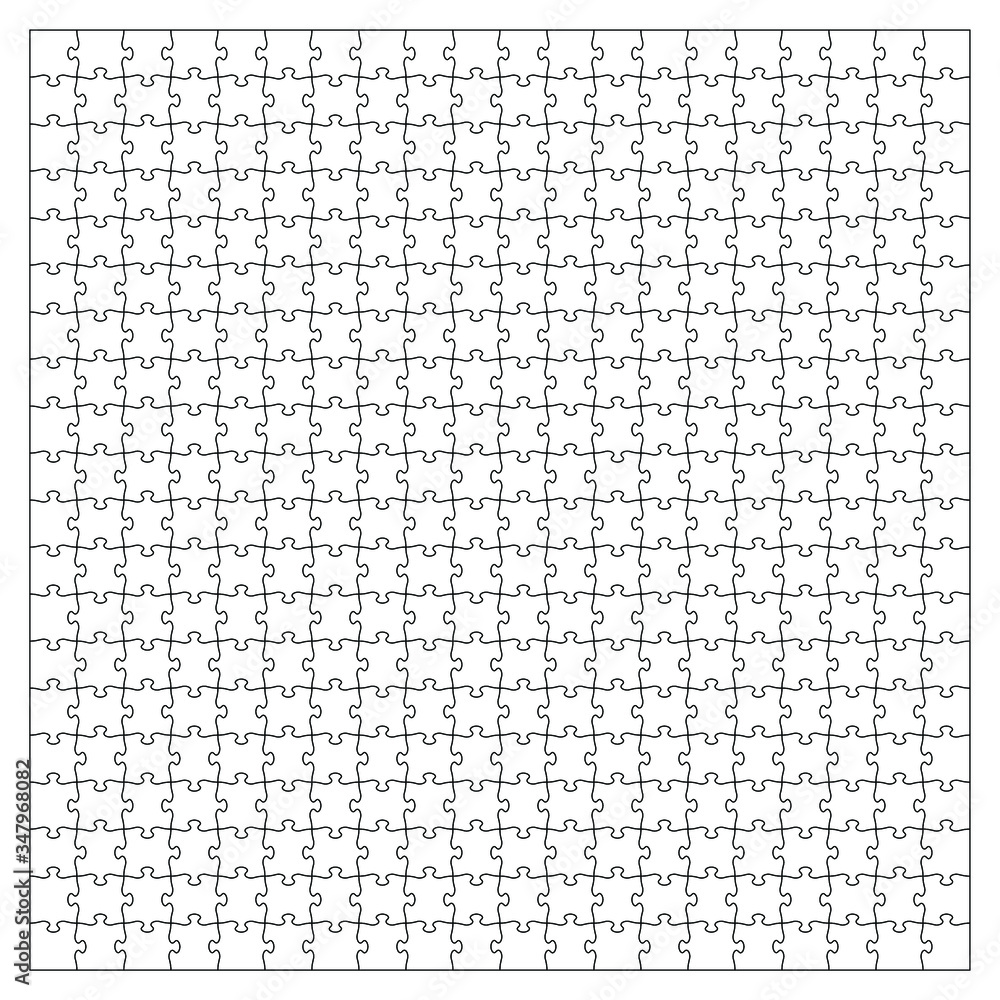 Poster set of four hundred fifty puzzle jigsaw pieces. puzzle with different types of details and the abili
