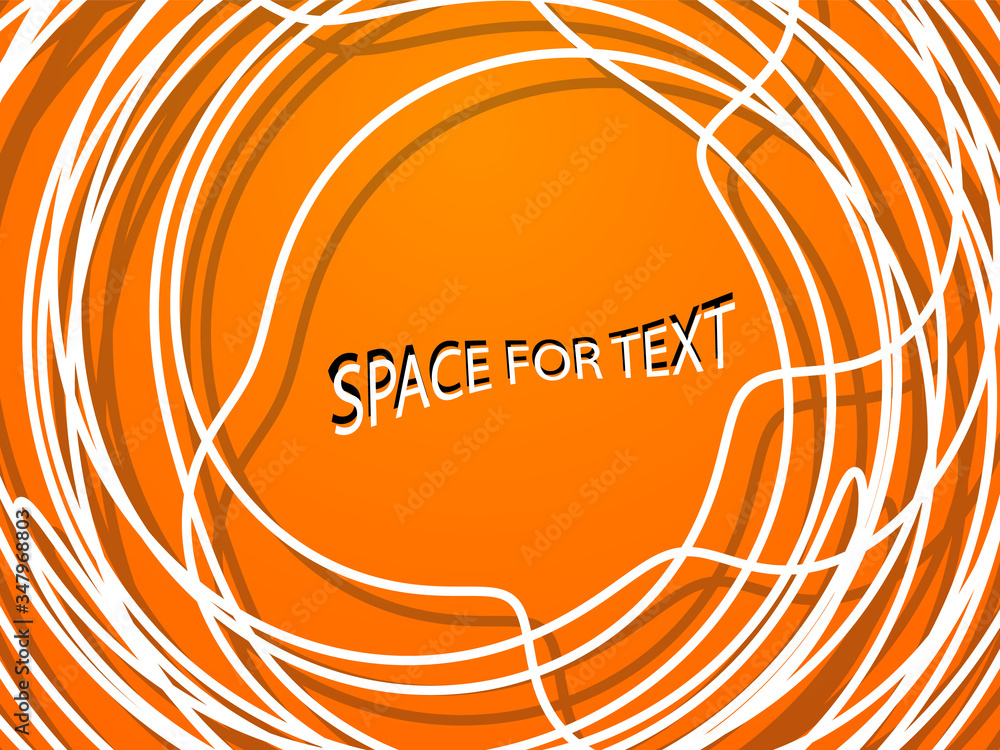 Aufkleber abstract white thread, lines in a circle with a shadow on an orange background with space for text. 