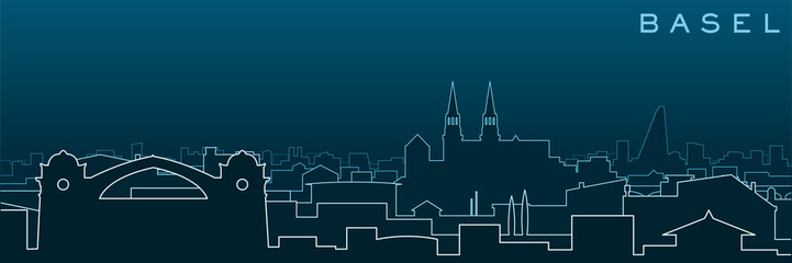 Basel Multiple Lines Skyline and Landmarks