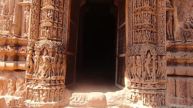 View of the entrance of the Sun temple at Modhera, Gujarat, India
