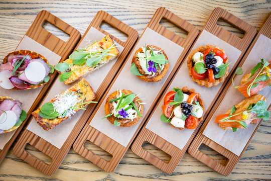 Assorted appetizers - smoked ham, tartlet, ecler