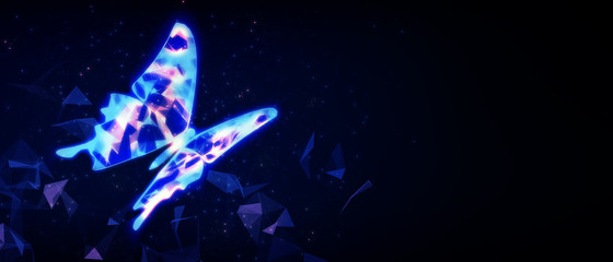 Abstract butterfly 3D illustration digital innovation futuristic technology transform evolution...