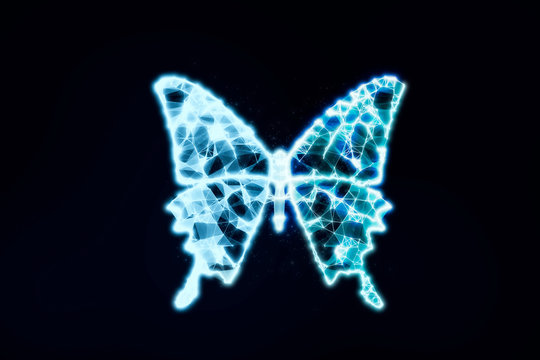 Abstract butterfly 3D illustration digital innovation futuristic technology transform evolution concept New normal after coronavirus crisis business world life change disrupt use strategy leadership