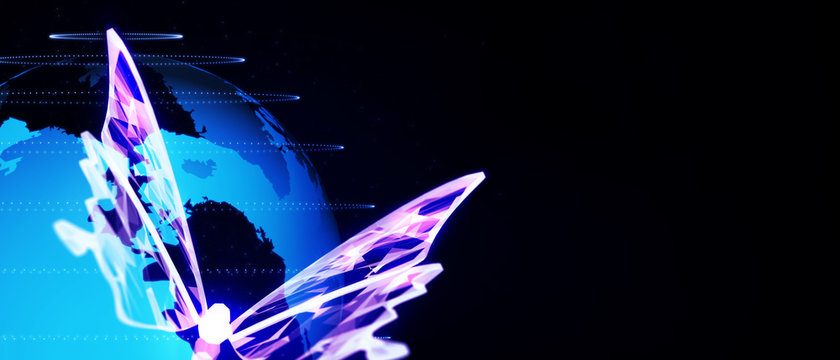 Abstract butterfly 3D illustration digital innovation futuristic technology transform evolution concept New normal after coronavirus crisis business world life change disrupt use strategy leadership