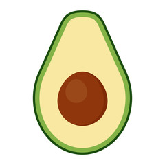 Half an avocado fruit with a stone. Vector stock flat illustration isolated on a white background