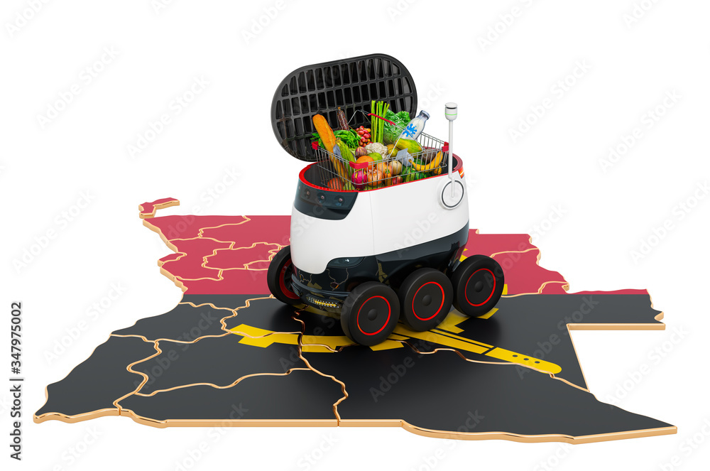 Aufkleber autonomous delivery robot in angola, 3d rendering