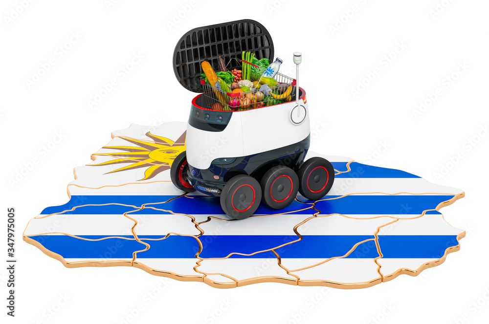 Aufkleber autonomous delivery robot in uruguay, 3d rendering