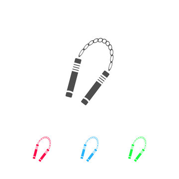Nunchaku weapon icon flat