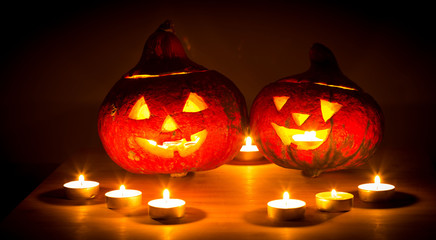 Halloween, pumpkins and candles